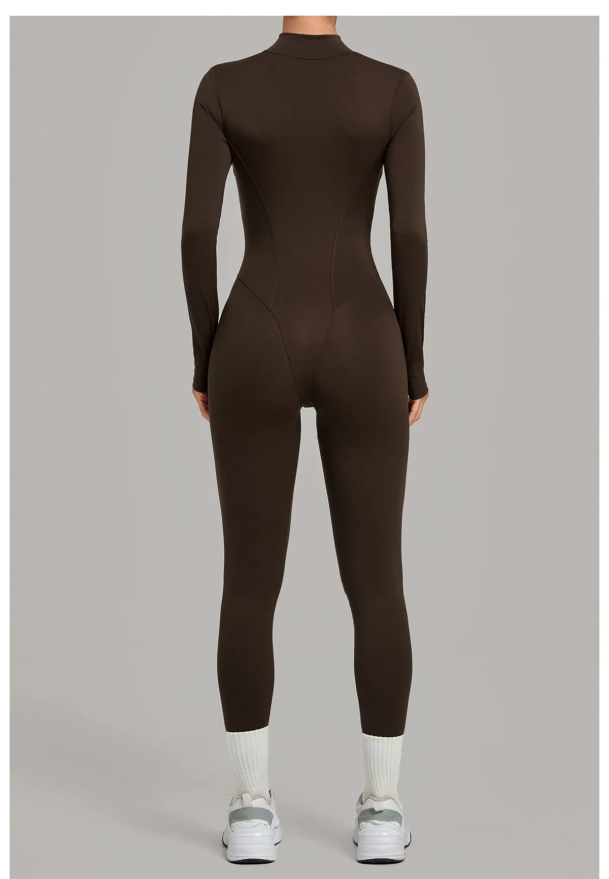 Zipper Jumpsuits for Woman No Padding Sports Overalls for Women Long Sleeve Gym Clothes Woman Activewear 2026 Purple Coffee XL