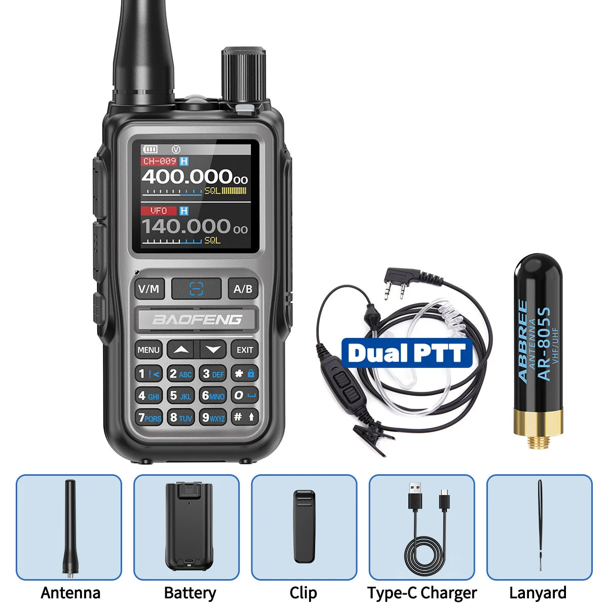 1/2PCS BAOFENG UV-5R Mini Walkie Talkie Dual PTT Wireless Programming Multi-Band Type-C Charge Long Range Ham Radio For Camping