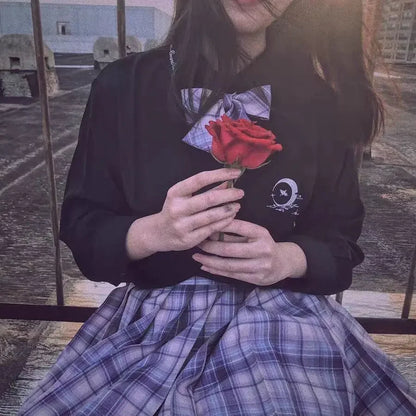 Romantic Purple Uniform JK Set Women 2025 Summer High Waist Skirts Korean Style Pleated Skirts Shirt And Tie For Cute Girls Suit