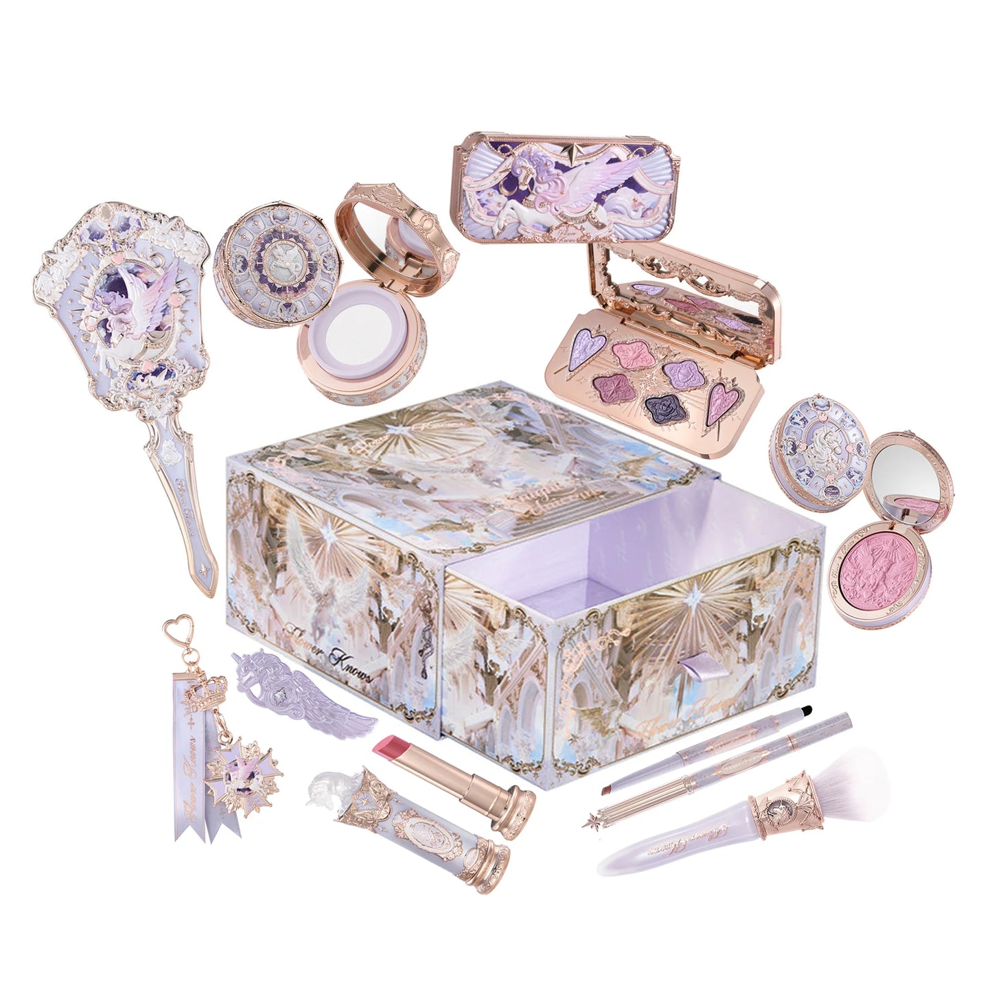 Flower Knows Knight Unicorn Makeup Gift Set Lipstick Blush Setting Powder Starlight Beauty Box Fairy Princess Luxury Cosmetics