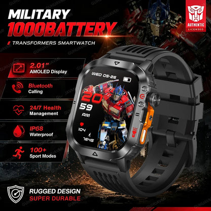 New Custom Co branded Men Transformers Smart Watch Outdoor 100mAh Battery GPS Flashlight BT Call Waterproof Sports Smartwatches