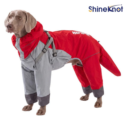 SHINEKNOT Pet Raincoat Night Reflective Strip Waterproof Raincoat Walking Clothing Large Dog All Inclusive Hooded Raincoat