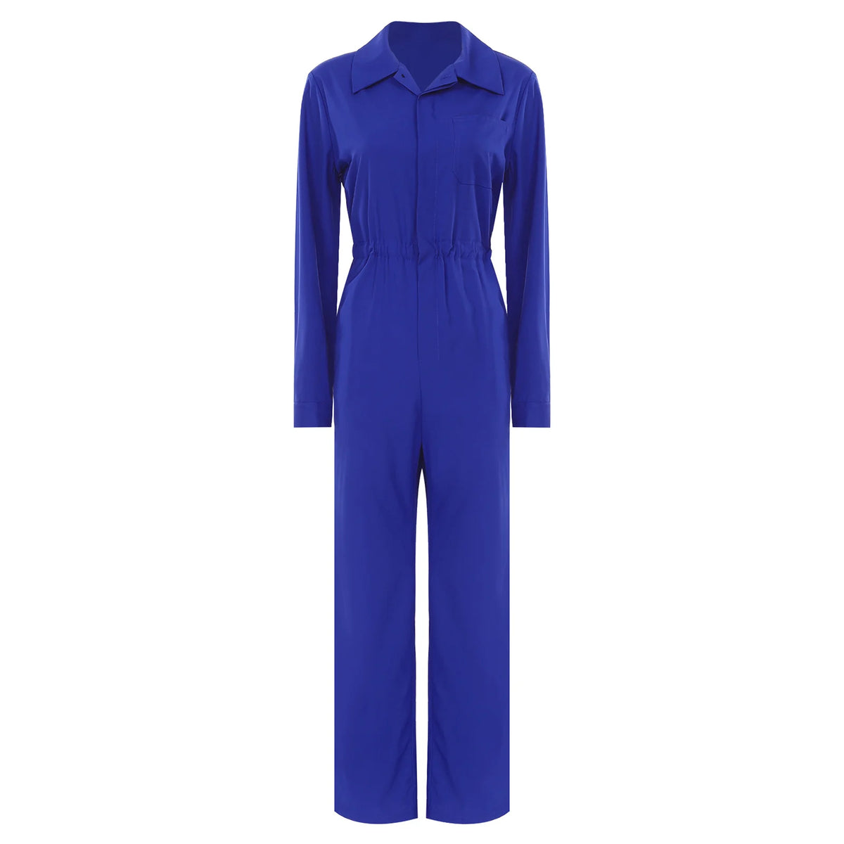 Womens Fashion Work Coverall Rompers Casual Solid Color Turn-Down Collar Long Sleeve Button Jumpsuit Travel Holiday Cargo Pants