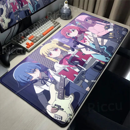 Anime HD Print Mouse Pad Bocchi The Rock Large Gaming Mousepad Rubber Computer Mouse Mat Gamer Locking Edge Accessories Non-slip