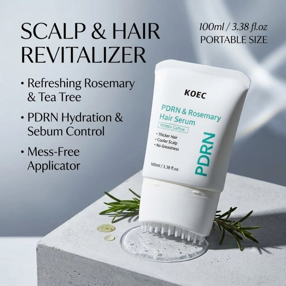 Scalp Massage Serum with Silicone Applicator Anti Hair Loss Care Lotion PDRN Rosemary Tea Tree Oil Refreshing Hair Root Essence
