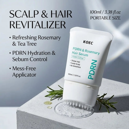 Scalp Massage Serum with Silicone Applicator Anti Hair Loss Care Lotion PDRN Rosemary Tea Tree Oil Refreshing Hair Root Essence