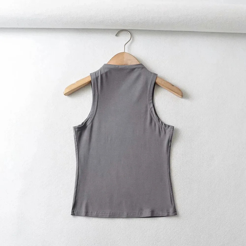 2024 Summer NEW Arrival Women Solid Color Causal Sexy Croped-Top Sleeveless Tank Streetwear