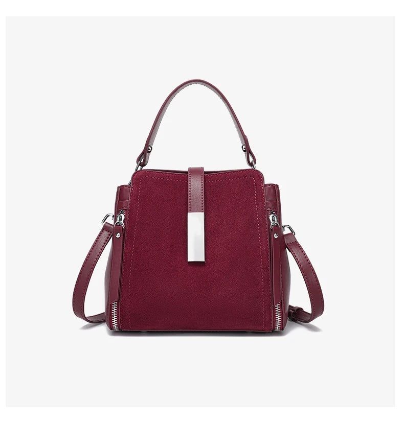 NEW Winter Women's Vintage Natural suede Leather Shoulder Bags Ladies Luxury Designer Cowhide Handbags Female Crossbody Bag