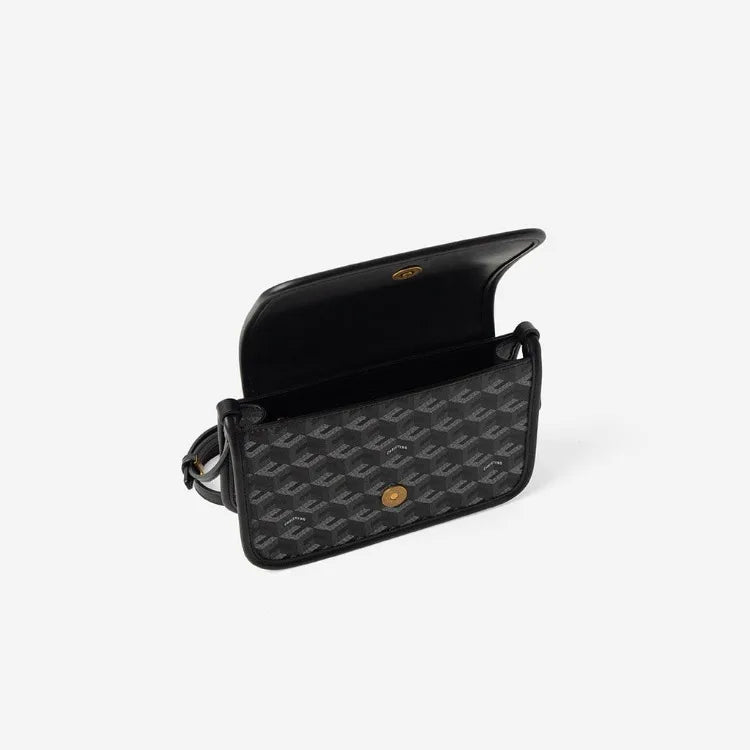 Luxury Monogram Messenger Bag Women Geometric Print 3D Cube Coated Canvas Crossbody Bag Classic Versatile Elegant Shoulder Bag