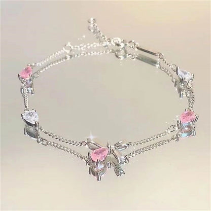 Elegant Crystal Flowers Bracelets For Women Girls Y2K Sweet Sparkling Zircon Floral Plant Chain Bracelet Luxury Wedding Jewelry