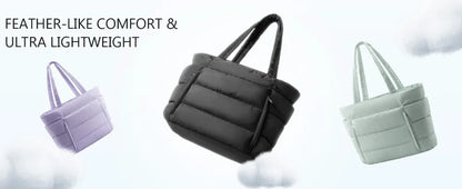 Large Capacity Puffer Tote Bag for Women Multiple Pockets with Coin Purse Commuting Bags Lightweight Water-resistant Mom Bag