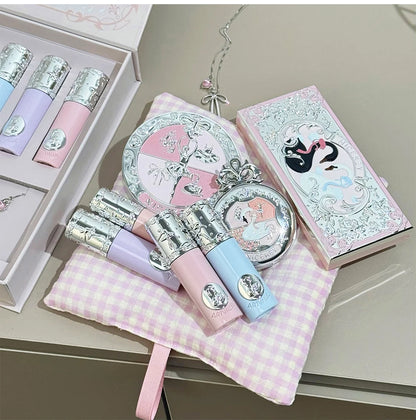 NICEKEY Makeup Kit Include 4 Matte Lipgloss,1 Face Blusher,1 Pressed Powder,1 Eyesshadow Palette,1 Contour Palette With Necklace