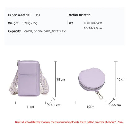Fashion PU Leather Mobile Phone Bag Lightweight Mini Size Small Purse Crossbody Bag Women Ladies