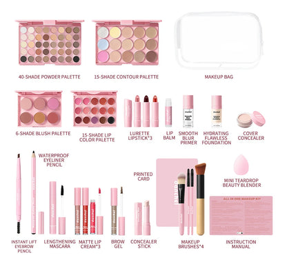 All In One Makeup Set for Full Face Base Concealer Contour Highlight Blush Palette Eyebrow Pencil Eye Shadow Lip Makeup Kit