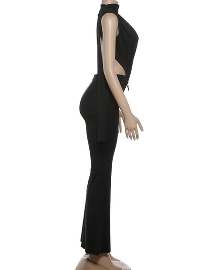 Weird Puss Sexy Waistless Jumpsuit Women Ruched Metal Cross Hollow Bandage Coquette Midnight Workout Hipster Stretch Overalls