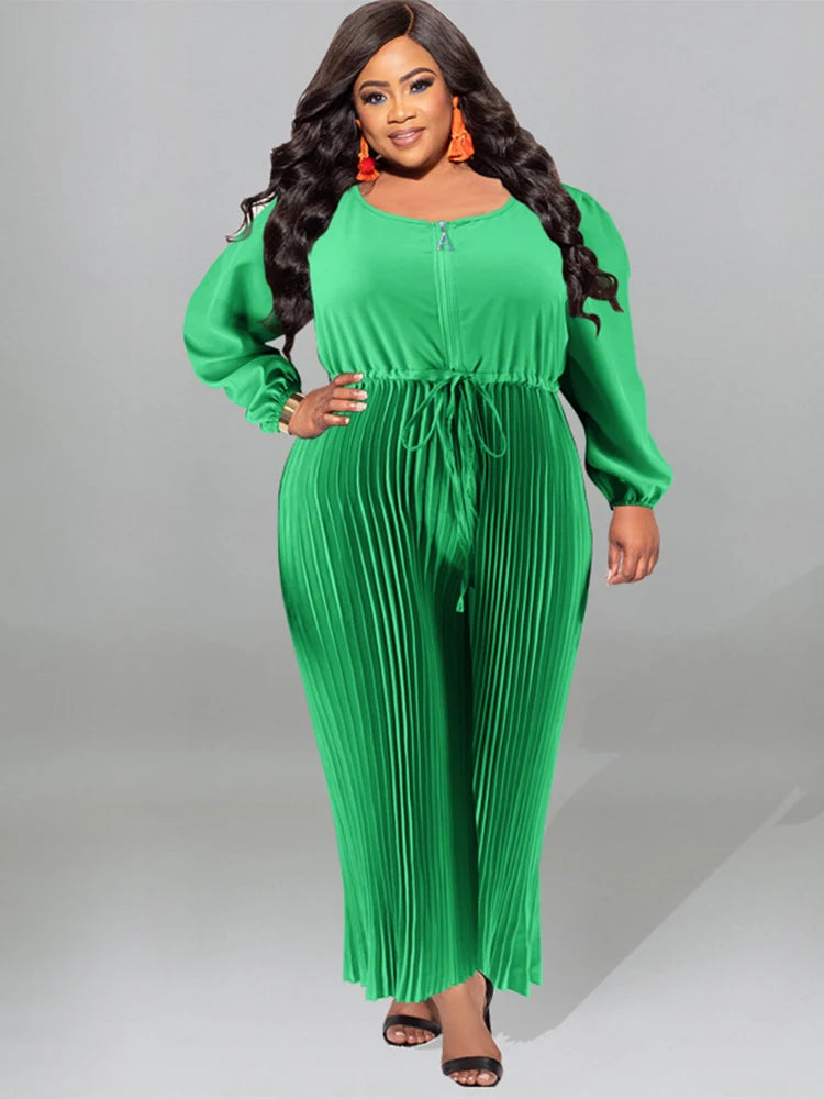 One Piece for Women Sleeves Jumpsuit Plus Size Casual Jumpsuits  Pleated Pants Elegant Long Jumpsuits Wholesale Dropshipping
