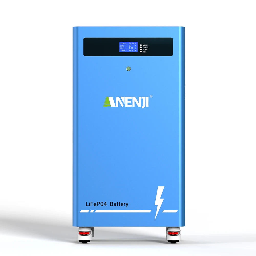 ANENJI 51.2V 314Ah 16Kwh LiFePO4 Battery 6000 Cycles With Wheels Bluetooth BMS 200Ah Supports 15 Units Parallel  Solar System