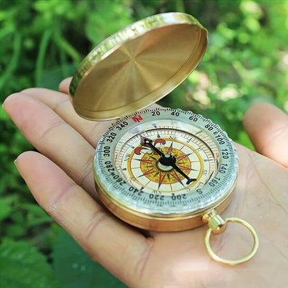 Glow-in-the-Dark Copper Survival Compass Outdoor Camping Hiking Portable Pocket Compass Navigation Survival Tools