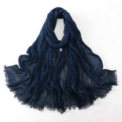 Women Crinkle Modal Rayon Hijab Muslim Scarf Shawls Solid Color Headband Femme Breathable Headwrap Turban Ramanda 180*70cm