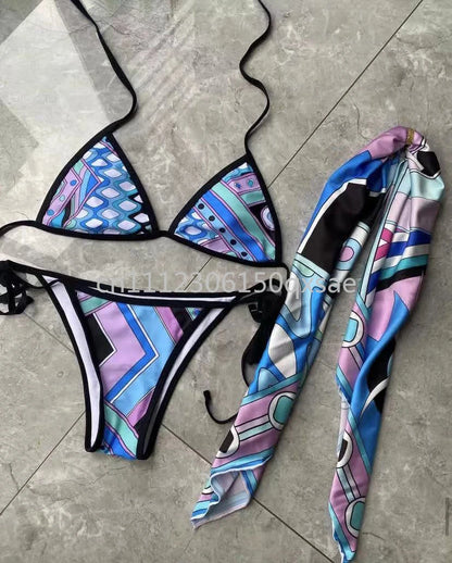 Classic Design Women's Headband Swimsuits with Letter Signature Logo Designer Brand Lady Sexy Scarf Swimsuits Beachwear