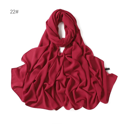 70*180cm Muslim Chiffon Hijab Shawls Scarf Women Solid Color Head Wraps Women Hijabs Scarves Ladies Foulard Femme Muslim Veil