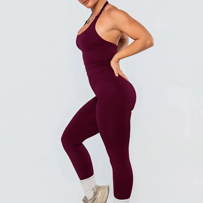 two pieces yoga outfits DF impact gym clothing fitness pants set DFNNYE woman Halter Top sports leggings Gym workout sets