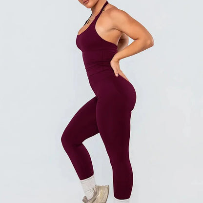 two pieces yoga outfits DF impact gym clothing fitness pants set DFNNYE woman Halter Top sports leggings Gym workout sets