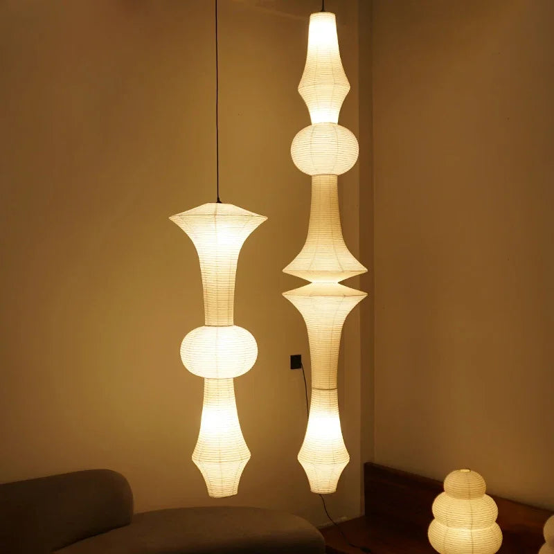 Nordic Wabi Sabi Wind Rice Paper Led Pendant Lights Living Room Bedroom Bedside Lamp Duplex Loft Clothing Store Decor Chandelier