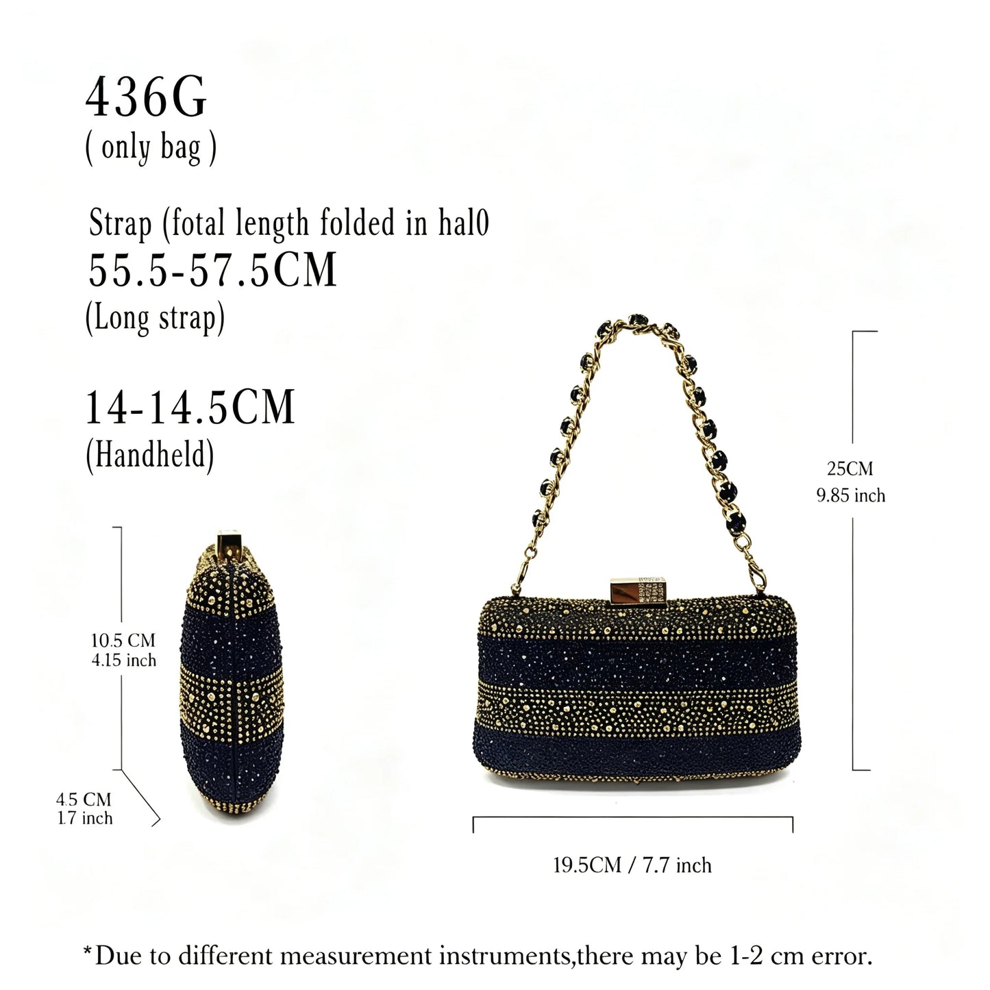 Black Gold Rhinestone Pointed Toe Mid Heels Women Party Wedding Slingback Shoes Matching Crystal Evening Clutch Bag Shoes Set