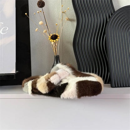 Slippers Shoes for Women 2026 Flat Real Fur Mink Slippers Soft Indoor Women's Slippers Flip Flops Woman Luxury Designer Shoes