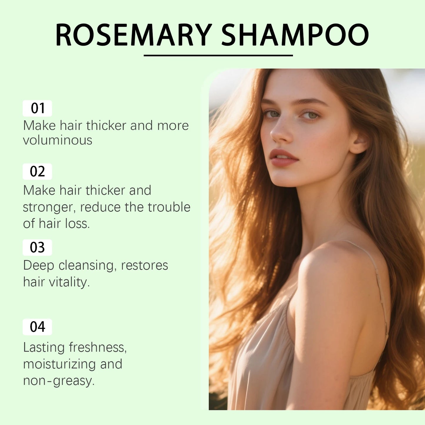 Rosemary Oil Shampoo Hair Growth Prevent Hair Loss Volumizing Hydrolyzed Keratin Nourishing Moisturizing Deep Clean Scalp Care