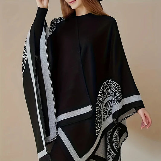 2023 New Slit Warm Large Shawl Casual Windproof Shawl Sunscreen Wrap Fashion Print Shawl Cape For Women Poncho