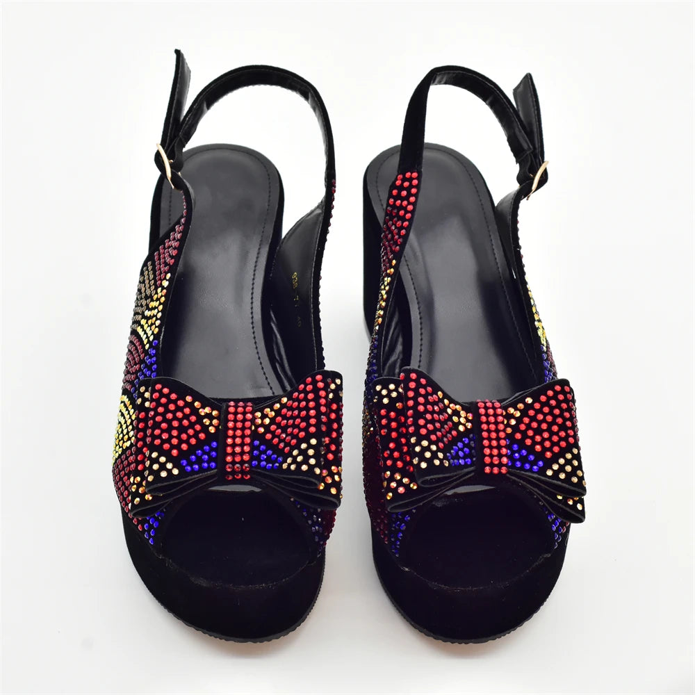 Lastest Italian Design Fashion Style Ladies Shoe with Matching Bag Set 2024 Nigerian Shoes and Bag Set Wedding Shoes Bride