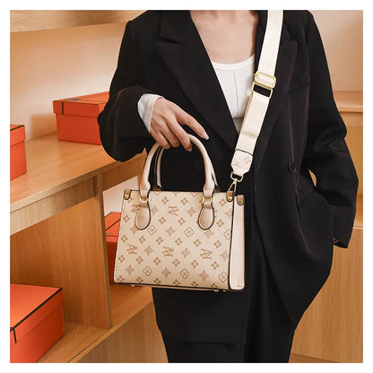 Elegant Retro Women's Tote Bag Single Shoulder Crossbody Bag Floral Print Ladies Handbag Luxury Texture Commuter Messenger Bag