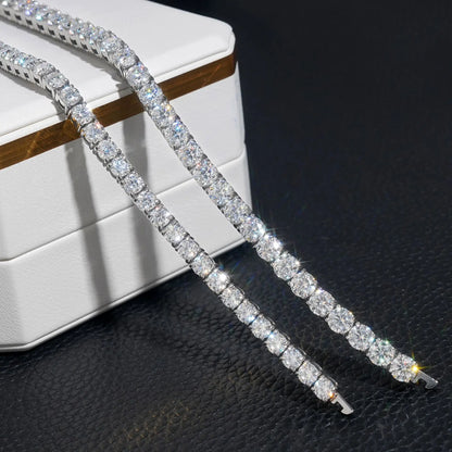Hip Hop 925 Sterling Silver 3mm 4mm 5mm VVS Moissanite Diamond Necklace Moissanite Tennis Chain