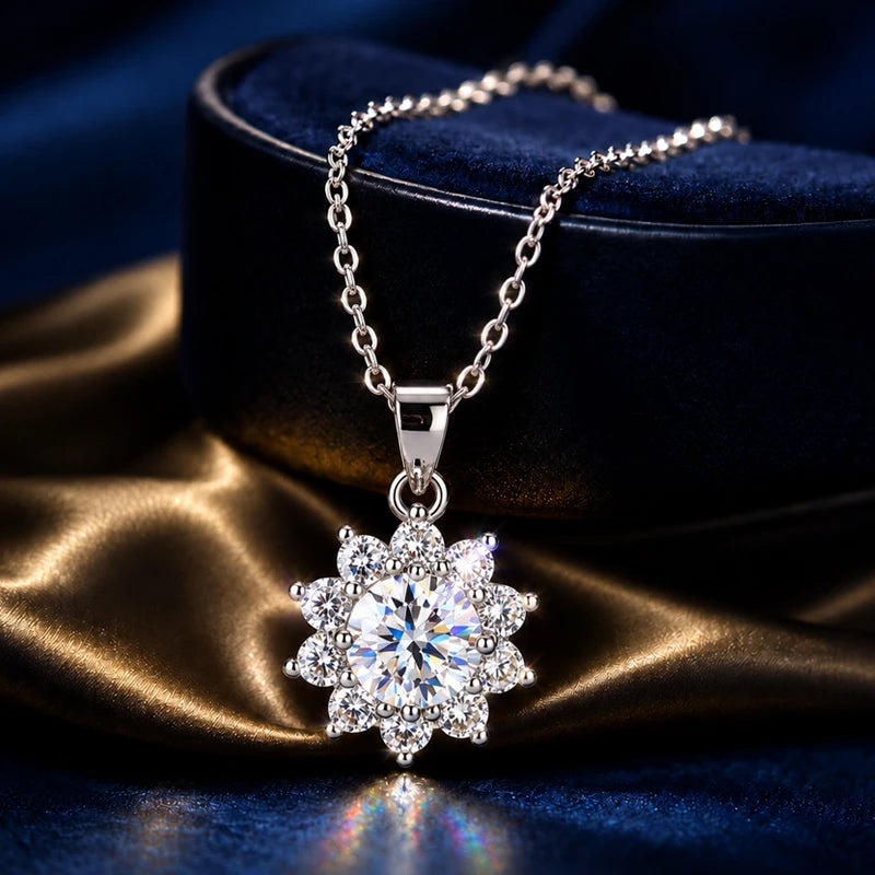 1.0ct Moissanite Necklace VVS1 D Color With Certificate 18K Gold Plated S925 Sterling Sliver Fine Jewelry for Woman Jewelry Gift