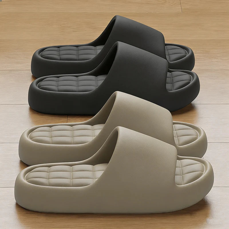 Men's Thick Platform Slippers EVA Soft Sole Pillow Slides Summer Beach Flip Flops Women Non Slip Bathroom Couple Home Slippers