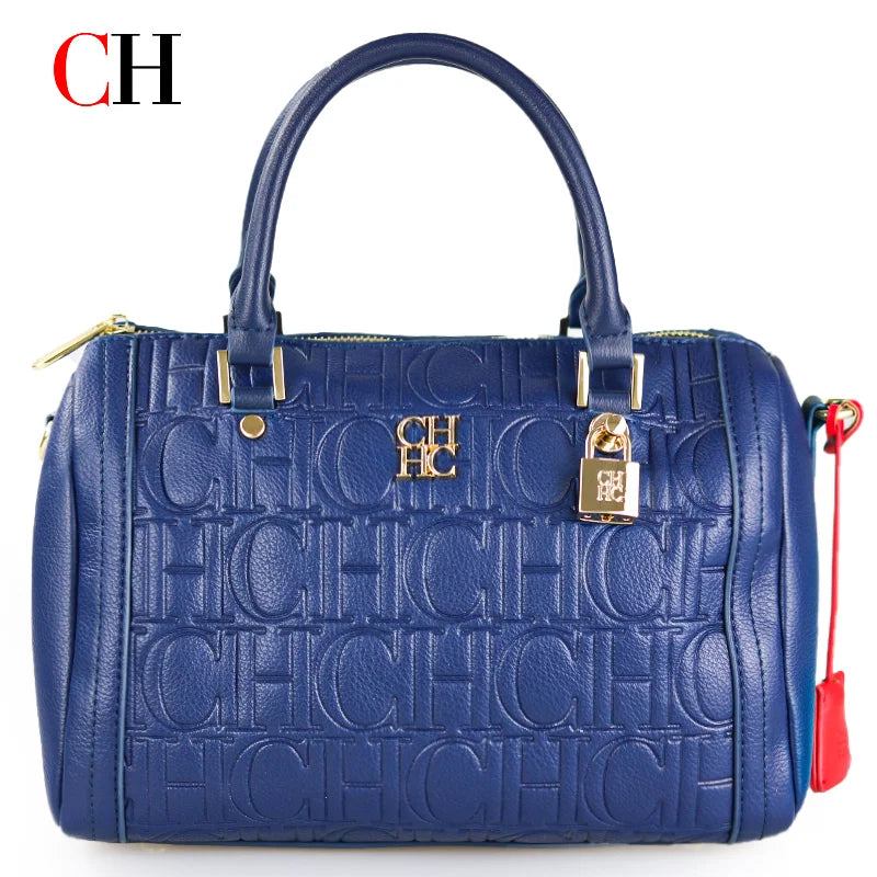 CH Boston Bag Women Metal Lock Handbag Double Top Handle Detachable Crossbody Strap Daily Travel Ladies Shoulder Purse