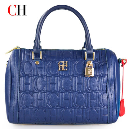 CH Boston Bag Women Metal Lock Handbag Double Top Handle Detachable Crossbody Strap Daily Travel Ladies Shoulder Purse