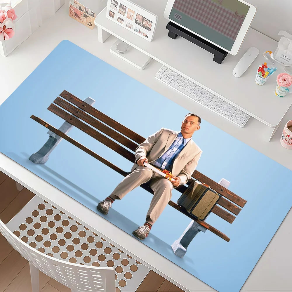 Classic Movie Forrest Gump Mouse Pad Large Non-Slip Waterproof Mat Stitched Edge Keyboard Pad for Gaming Daily Office