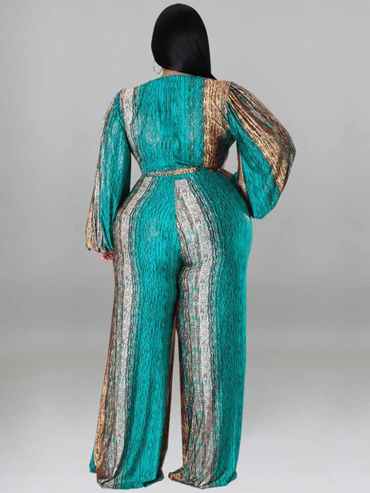 One Piece Outfit Women Jumpsuit 4xl Elegant Woman Jumpsuits V Neck Sexy Trousers Female Clothes Full-length Jumpsuit Plus Size