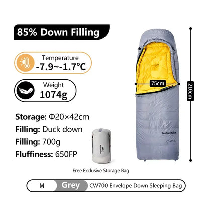 Naturehike CW400 CW700 Sleeping Bag Lightweight Duck Down Winter Thick Warm Ultralight Outdoor Hiking Camping Travel Equipment