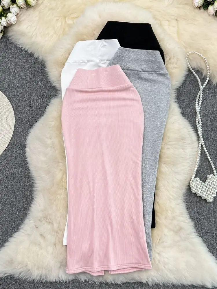 2026 Summer Fashion New Women's Elegant Design Sensual Hip Hugging Half Length Skirt Sexy High Waist Mid Length Fishtail Skirt