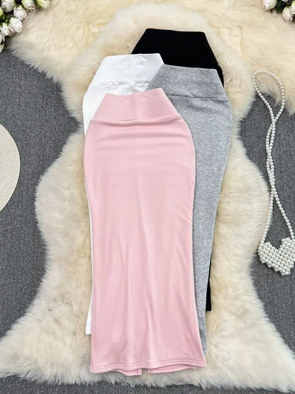 2026 Summer Fashion New Women's Elegant Design Sensual Hip Hugging Half Length Skirt Sexy High Waist Mid Length Fishtail Skirt