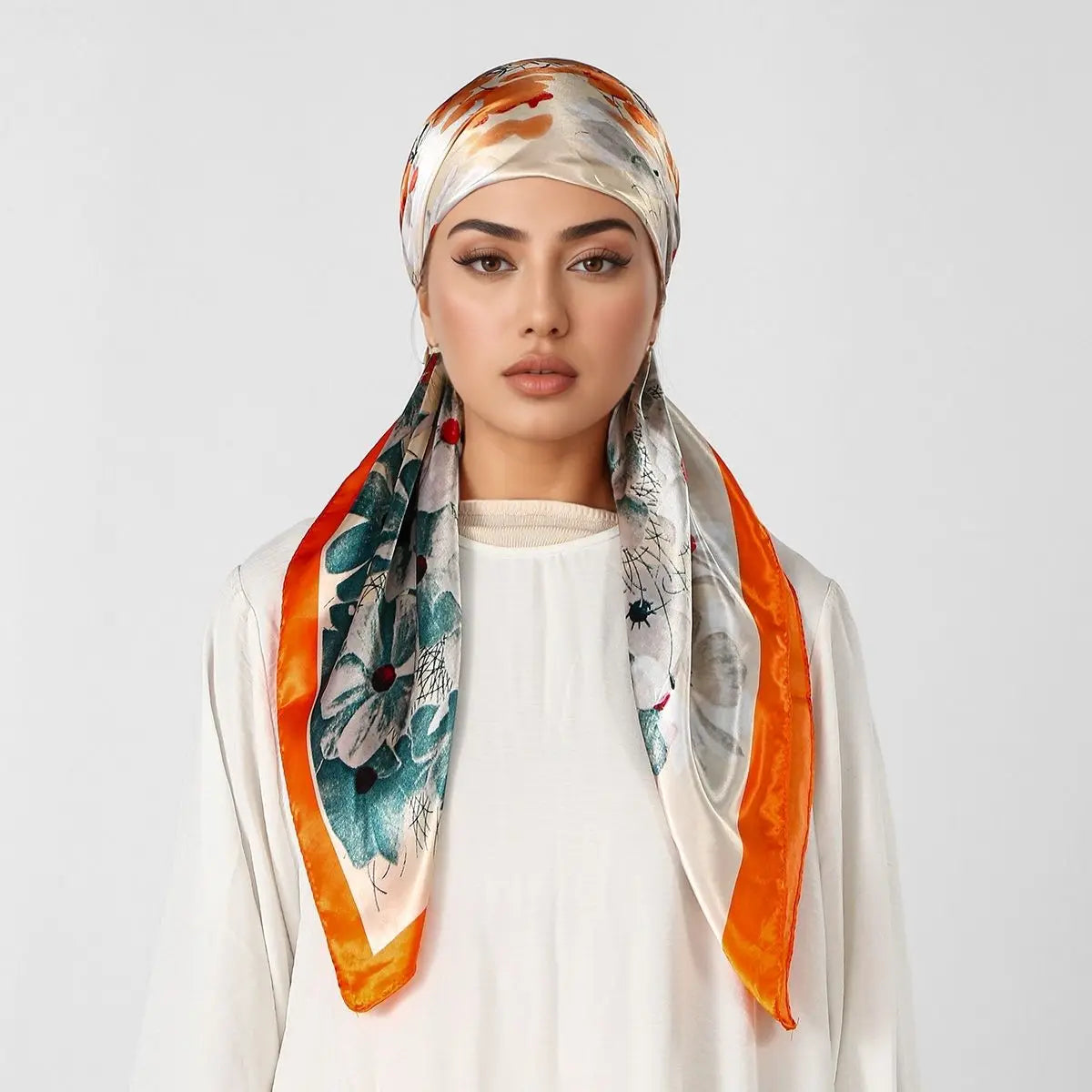 New Muslim Satin Silk Instant Hijabs Scarf Printed Turban Thick Hijab Cap Night Cap Women Ramadan Elastic Satin Hair Bonnet Eid