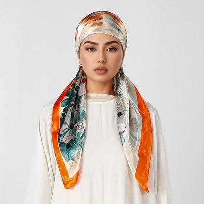 New Muslim Satin Silk Instant Hijabs Scarf Printed Turban Thick Hijab Cap Night Cap Women Ramadan Elastic Satin Hair Bonnet Eid