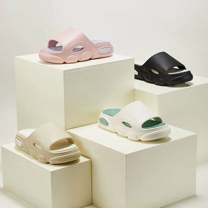 Comwarm New Men Summer Slippers Thick Sole House Non-slip Bathroom Shower Slides Outdoor Soft Cloud Fashion Beach Shoe Flip-flop