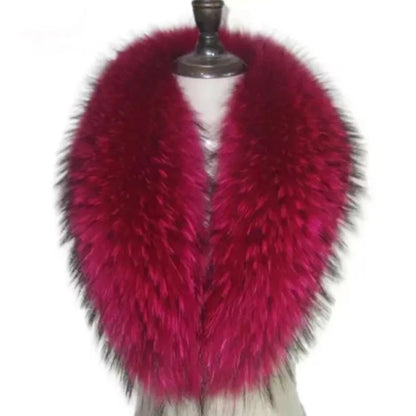 Winter Real Fox Fur Collar Woman Furry Natural Raccoon Fur Scarf Shawls Luxury Neck Warmer Wraps For Coat Fur Scarves Large Size