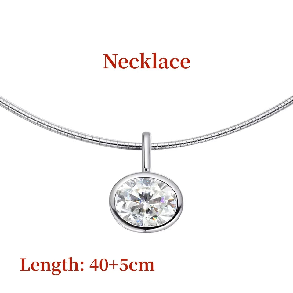 GXTRS 2/3/4CT Oval Moissanite Choker Necklaces Women's S925 Silver Elegant Lab Diamond Bezel Set Pendant Neck Chain Fine Jewelry