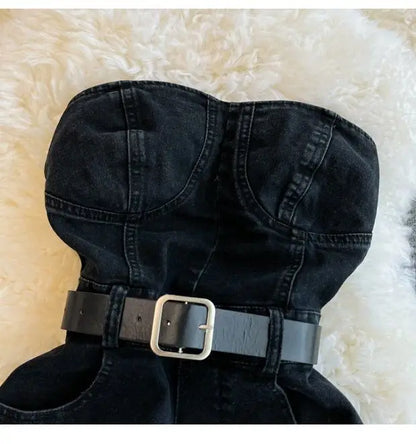 Summer Rompers Women Jeans Jumpsuit off shoulder 2022 Loose Casual Denim Rompers Womens Jumpsuits Wide Leg Casual Denim Overalls